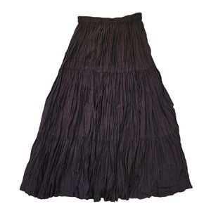 Double D Ranch Brown Ruched Maxi Skirt Long Broom Medium